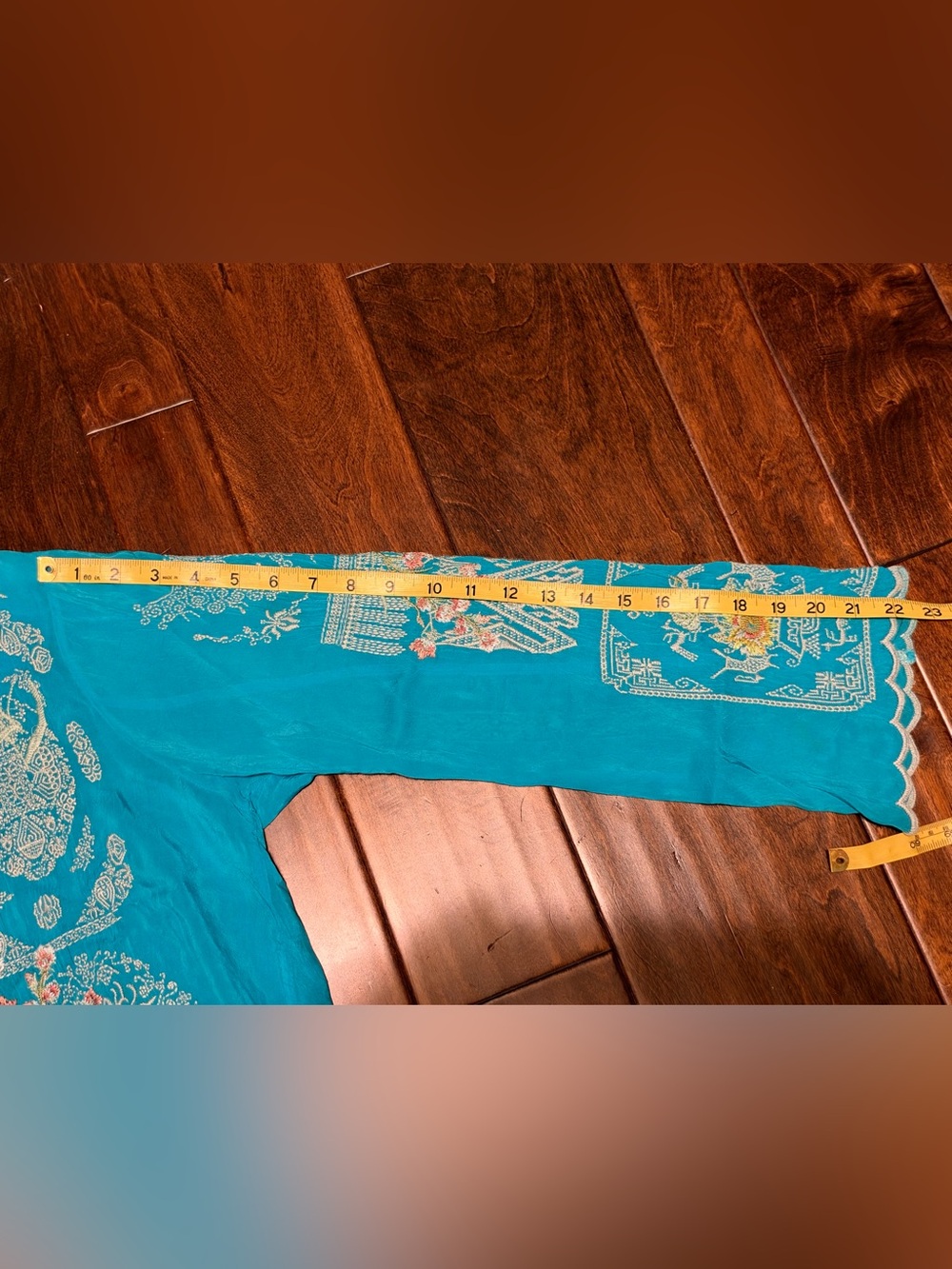 Johnny Was Turquoise Floral Embroidered Tunic Top - Picture 11 of 14